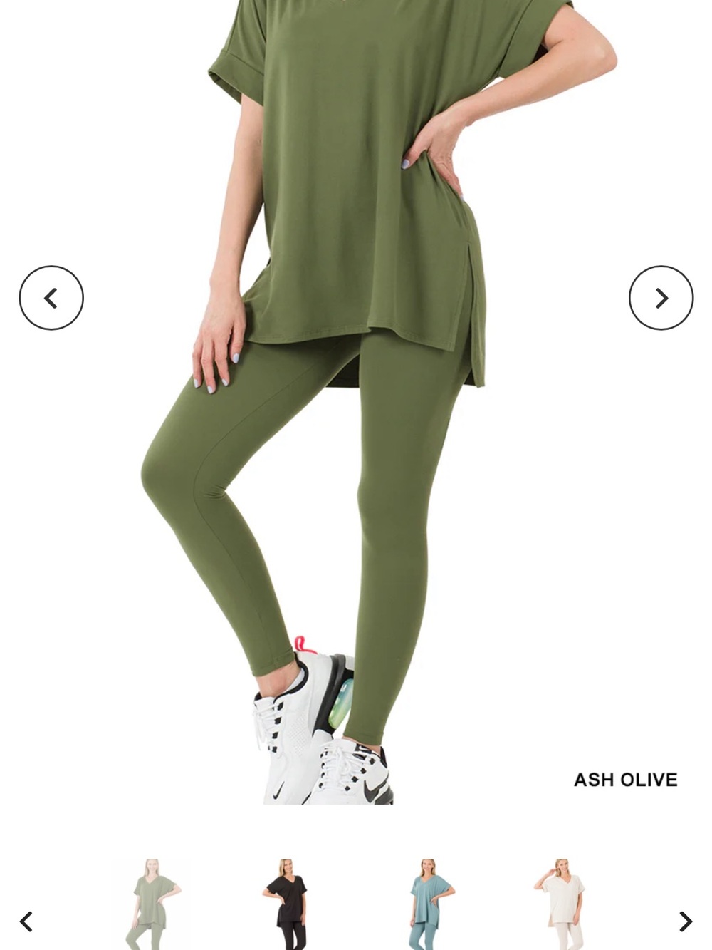 Women's olive summer set tunic and leggings
